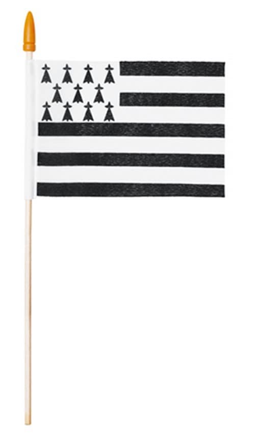 drapeau breton gwen ha du bretagne (batonnet, 10/15 cm)