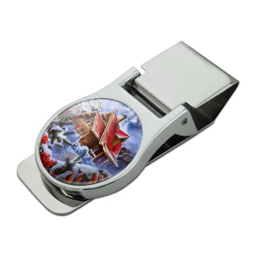 GRAPHICS & MORE Winter Cabin Satin Chrome Plated Metal Money Clip