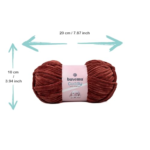 Image of Cuddly Velvet Chenille Yarn, Super Soft Fluffy Bulky for Knitting Crocheting Blanket Amigurumi, Durable for Shedding, 100 Gram (3.53 Ounces) 109 Yards (100 Meters) (Cinnamon) (3 Skeins)