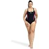Arena Feel Women's Threefold V Back Plus Size One Piece Swimsuit Chlorine Resistant Waterfeel Fabric Bathing Suit