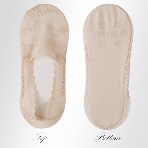 No Show Socks for Women 4 Pairs Low Cut Ankle Lace Socks Soft Anti Slid Invisible Summer Flat Socks2