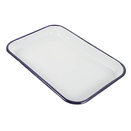 Gogogmee Pie Baking Tray Enamel Oven Tray Broiler Pan for Oven Enamel Small Reusable Washable Pan