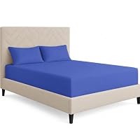 ChComfort Small Double Fitted Sheet with 2 Matching Pillowcases- Denim Blue Microfiber, All-Around Elastic 40cm depth, Wrinkle-Free, Fade Resistant - Suitable for All! (Denim Blue, Small Double)