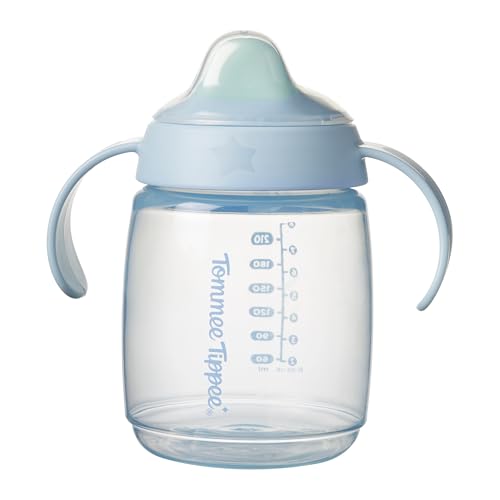 Tommee Tippee Starter Spout Cup, 240ml, No Spill Toddler Training Cup for 4 Months+, with Easy-Hold Handles and Bite-Proof Spout, Assorted Colours, 1 Pack