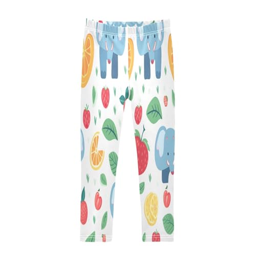 Bolaz Toddler Girls Leggings Printed Yoga Pants Leggings Blue Elephant Orange for Kids