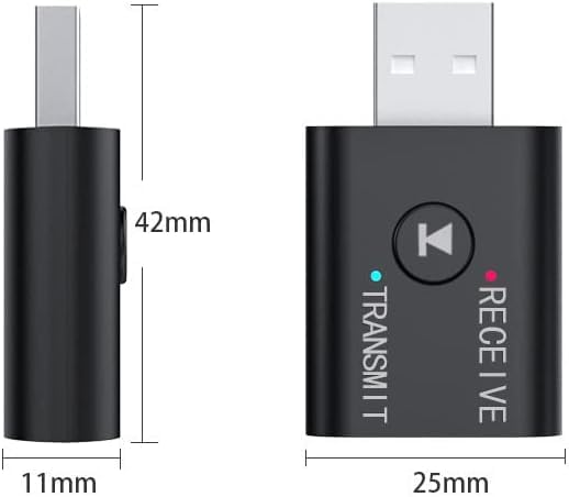 FANTIA Bluetooth 5.0 2 in1 Transmitter Receiver Converter Car Wireless Audio Adapter USB 3.5mm Aux for TV, Home Stereo, Car Stereo, Headphones, Speakers, PC