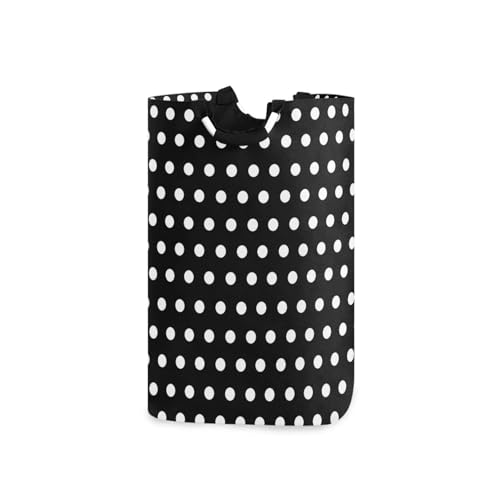 Jihqo Laundry Hamper Basket Polka Dots Black White Collapsible Nursery Storage Bin Waterproof Clothing Baskets for Home Bedroom Bathroom Washing Room