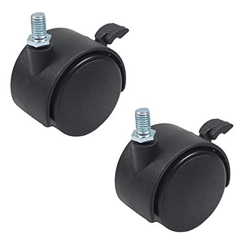 MroMax ネジ式キャスター 8個入り PP製 スイベルキャスター 360度回転 台車キャスター 交換 ブレーキ付 交換タイヤキット 自在 家具 サイドテーブル 椅子 キャスター交換 キャスターホイール ホイール径50mm ネジ径8mm 最大荷重17.5kg ブラック
