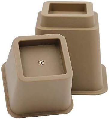HomeRoots Adjustable Bed Furniture Risers, Heavy Duty Plastic 3", 5" or 8" Brown Risers for Bed and Sofa - Set of 4 - Holds up to 1300LB