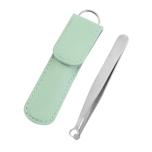 NOLITOY Round Head Stainless Steel Nose Hair Clip Trimmer Tool for Men Portable Manual Nose Hair Remover with Green Pouch to Use for Home and Salon