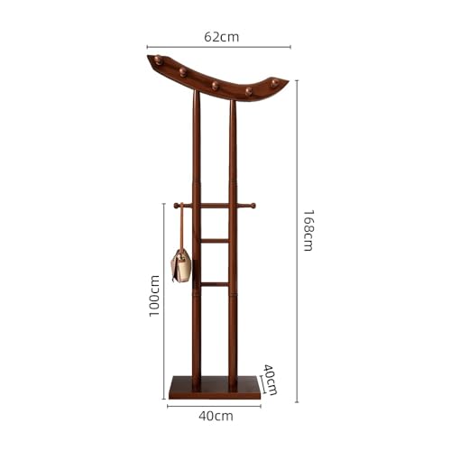 Perchero de pie para ropa colgador de madera maciza vertical negro de dormitorio 3