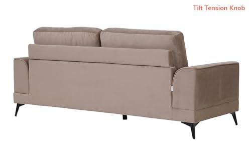 Image of Royaloak Ipoh Malaysian Fabric Three Seater Sofa | Tufting Design | Pocket Spring for Extra Comfort | Solid Wood Frame Construction | Metal Legs