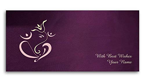 Image of Brown Cloud Customised Exclusive Designer Satin Purple Shagun /Money /Gift Envelope /Cover /Lifafa for Gift /Festival with Personalized Text Message /Name /Photo - (Pack of 10)