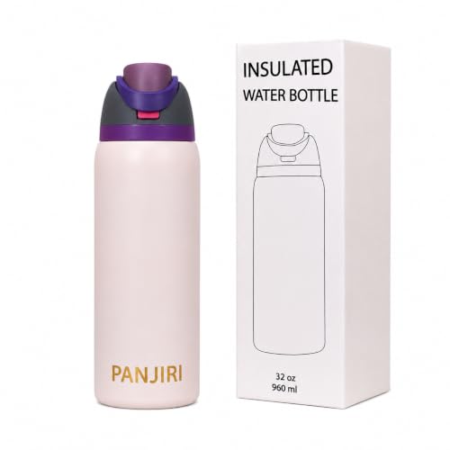 Image of FreeSip Gym Water Bottle with Straw & Chug Lid - Leak Proof Push Button Opening, BPA Free, Large Capacity Sports Bottle with Carry Handle (Lavender Blush, 960 ML)
