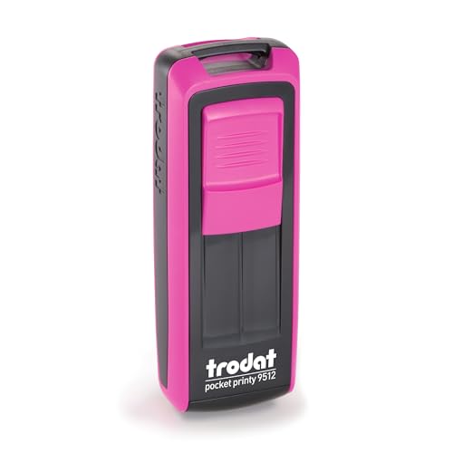 Custom Self-Inking Pocket Logo Stamp - Black & Pink Case - 3/4\" x 1-7/8\" - Portable Logo or Signature Stamp for Business, Office and More