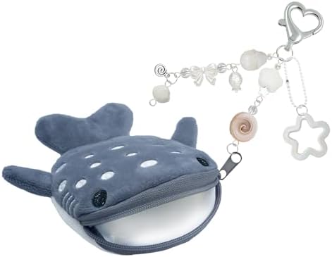 Whale Shark Coin Purse Keychain,Cute Blue Plush Change Pouches Bag Charm