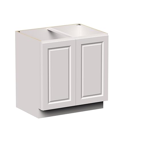 DL Cabinetry Ready-to-Assemble Raised Panel Full Height Double Doors Base Cabinet (Glacier White, W33 x H34.5 x D24)
