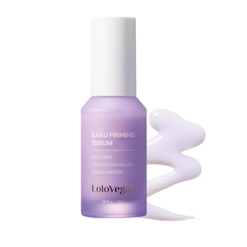 Lolovegan Baku Firming Serum – Bakuchiol Serum with 9 Peptides, Niacinamide, Centella Asiatica, Pore Tightening and Anti-Aging (30ml/1.01 fl.oz)