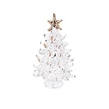 Decorative Crystal Christmas Tree, Green Glass Holiday Figurine (Clear, 2.75'(7cm))