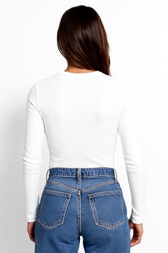Image of London Hills Full Sleeve Ribbed Tops for Women Western | Tops for Woman | Tshirt for Woman | T Shirt | Women Tops | Women Tees | Top | Western Tops | White | Black | Multi-Colored