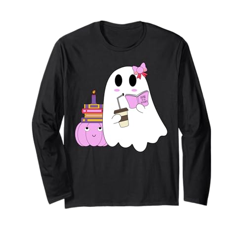 Carino Halloween How to Be Spooky Ghost Boo Pink Pumpkin Coffe Maglia a Manica
