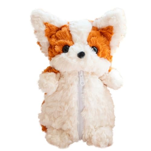ソフトショートぬいぐるみコーギー犬ケース多目的化粧品収納旅行に優しいすべての年齢かわいい子供たち