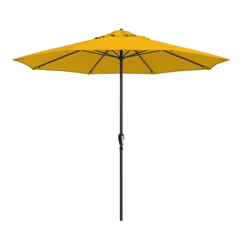 Image of California Umbrella 8-Year Protection 9 Ft Outdoor Patio Umbrella, Solstice Fade-Resistant Fabric, Auto-Tilt, Heavy Duty Aluminum Frame, 8 Reinforced Ribs for Pool or Deck, Bronze Pole
