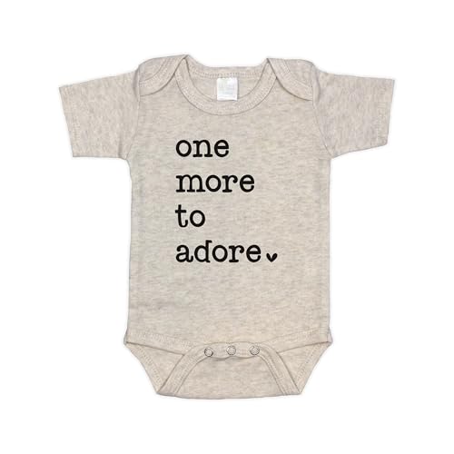Image of Pineapple Pancake Kids One More to Adore Infant Bodysuit, White and Natural, Pregnancy Announcement