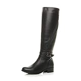 AJVANI low heel stretchy biker buckle calf knee chelsea riding boots size 6 39