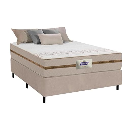 Cama Box Casal Colchão Molas Flora Bege 138x188x60cm