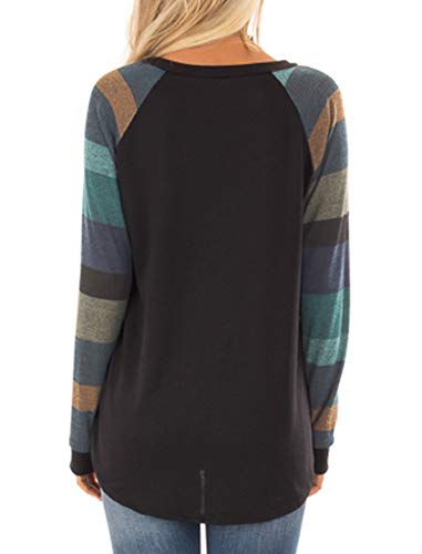 Halife Women's Lightweight Color Block Long Sleeve Loose Fit Pullover Sweatshirts Tunics Tops Shirts2