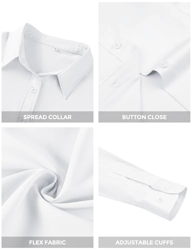 Womens Long Sleeve Button Down Dress Shirts, Solid Formal Work Dress Tops, Classic-Fit Dress Business Office Shirts4
