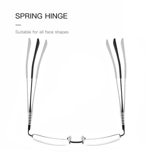 Image of Rectangle Men's Semi Rimless Metal Blue Light Blocking Glasses | Non prescription Anti Bluelight Business Half Rimless Clear Lens Wire Frame Glasses,Computer,Touch Screen,Fashion