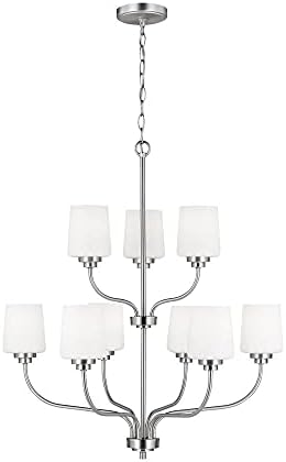 Generation Lighting 3102809-962 Windom - 9 Light Chandelier, Brushed Nickel Finish