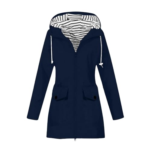 2025 Womens Rain Jacket Waterproof Raincoat With Hood, Rain Lightweight Packable Outdoor Travel Jacket Outerwear With Pockets (Navy,Medium)