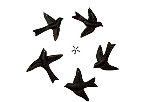 Haute Collage Lot de 5 décorations murales 3D - Motif Oiseaux - en métal - 11 x 12 cm Cover