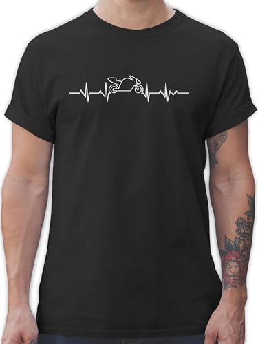 Motorräder - Herzschlag Motorrad - M - Schwarz - Motorrad t-Shirt Spruch - L190 - Tshirt Herren und Männer T-Shirts