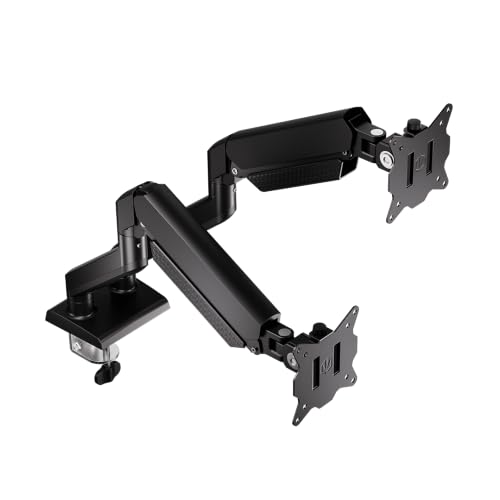 ENDORFY Atlas GS Double Bras pour 2 moniteurs jusqu'à 32", 10 kg chacun, Support à Ressort à gaz, VESA 75 x 75/100 x 100, Rotation à 360 °, pivotant/Inclinaison, Gestion des câbles, Montage sur Table