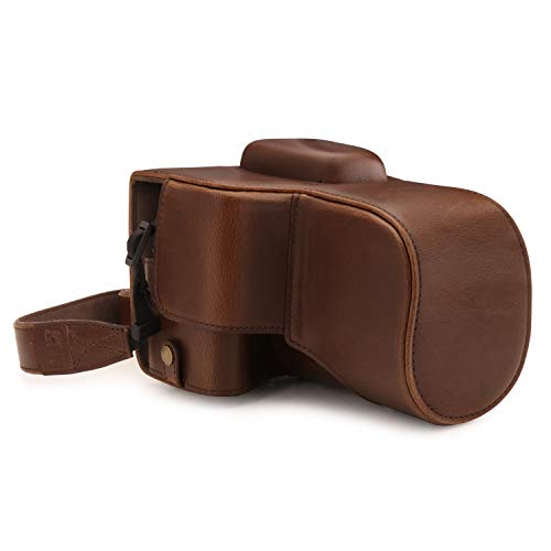 Exclusive Discount 80% Offer MegaGear MG1608 Ever Ready Leather Camera Case compatible with Canon EOS Rebel T7 (18-55mm), 2000D (18-55mm) - Dark Brown
