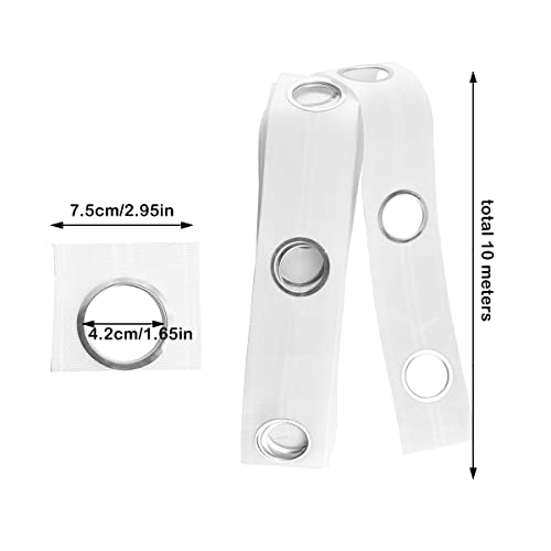 Fita de cabeça de cortina com ilhós de plástico 10,9 metros fita de pano de cortina branca acessório