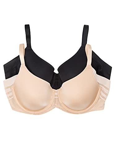Felina Marvelous Side Smoothing T-Shirt Bra (Black Warm Neutral, 38DD) | Seamless, Comfortable Everyday Bra with Support & Lift