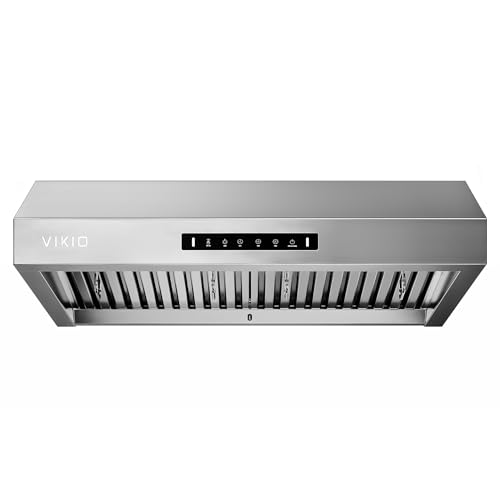 Image of VIKIO HOME 30 Inch Under Cabinet Range Hood 3 Speed Gesture Sensing & Touch Control with 900CFM Vent Hood, Stainless Steel Kitchen Hood with LED Light and 2 Baffle Filters Handlebar