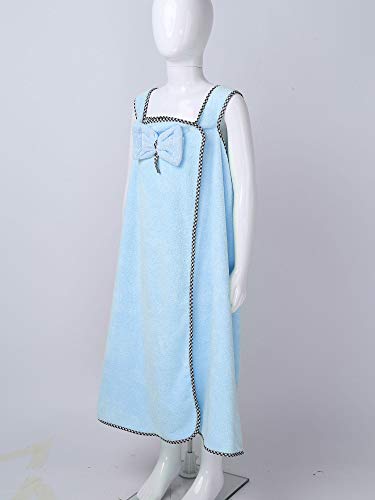 Boys Girls Bath Wrap Towel Shoulder Strap Bowknot Buttons Down Bathrobe Robe Blanket Cover Up3