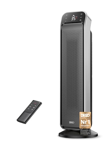 Dreo Heizlüfter Energiesparend Leise, 25 Zoll Keramik Heizung Elektrisch mit Fernbedienung und Thermostat, 2000W Elektroheizung, 3 Modus, 12-Std-Timer, Überhitzungs-Kippschutz, Solaris Max