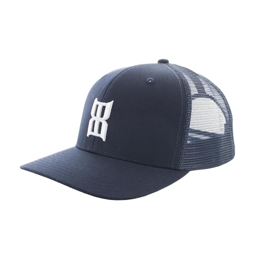 BEX Steel Snapback Trucker Hat - 3D Embroidered Logo Cotton Twill Mesh Back Adjustable Baseball Cap Unisex (Navy)