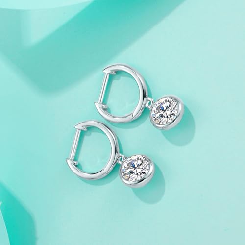 14K Gold 0.5/1ct Diamond Bubble Hoop Earrings for Women,D-Color VVS1 Round Drop Earrings,Gifts for Girlfriend3