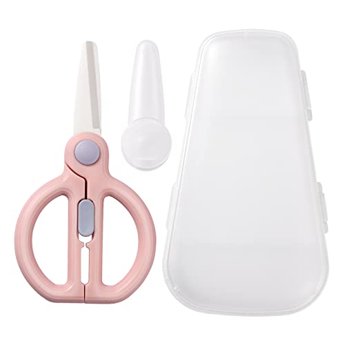 Image of Artenny Baby Food Scissors with Travel Case, Ceramic Food Scissors Kids, Toddler Scissor with Safety Lock, Ideal for Pizza, Meats, Noodles, Vegetables, and Fruits (C)