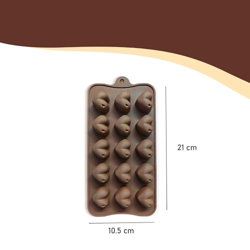 Image of HS Heart Silicone Mould, Non-Stick Food Grade Silicone Mould for Chocolate, Candy, Jelly & Ice Cube (Brown)