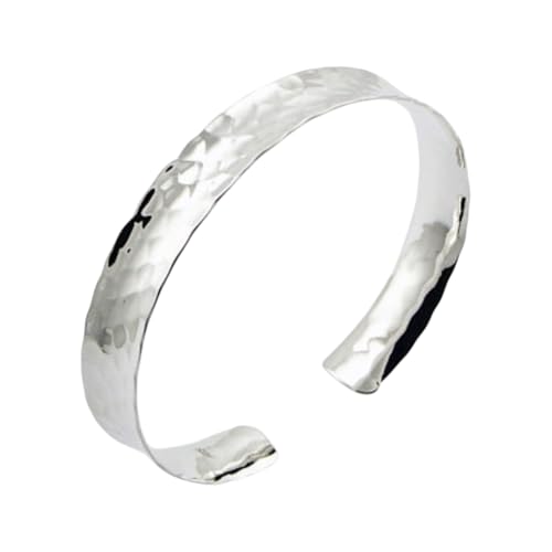 Gehämmerter Armreif aus 925 Sterling Silber – Breite offene Armspange, handgefertigter Silberarmreif, Geschenk für Frauen, Silberschmuck