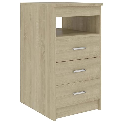 vidaXL Cajonera Armario de Cajones Archivador de Almacenaje Casillero Cómoda para Escritorio Muebles Oficina Madera Contrachapada Color Roble Sonoma